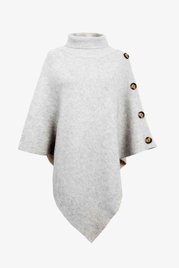 Morbido poncho da donna, maglia calda, collo alto, ideale per moda autunno/inverno.