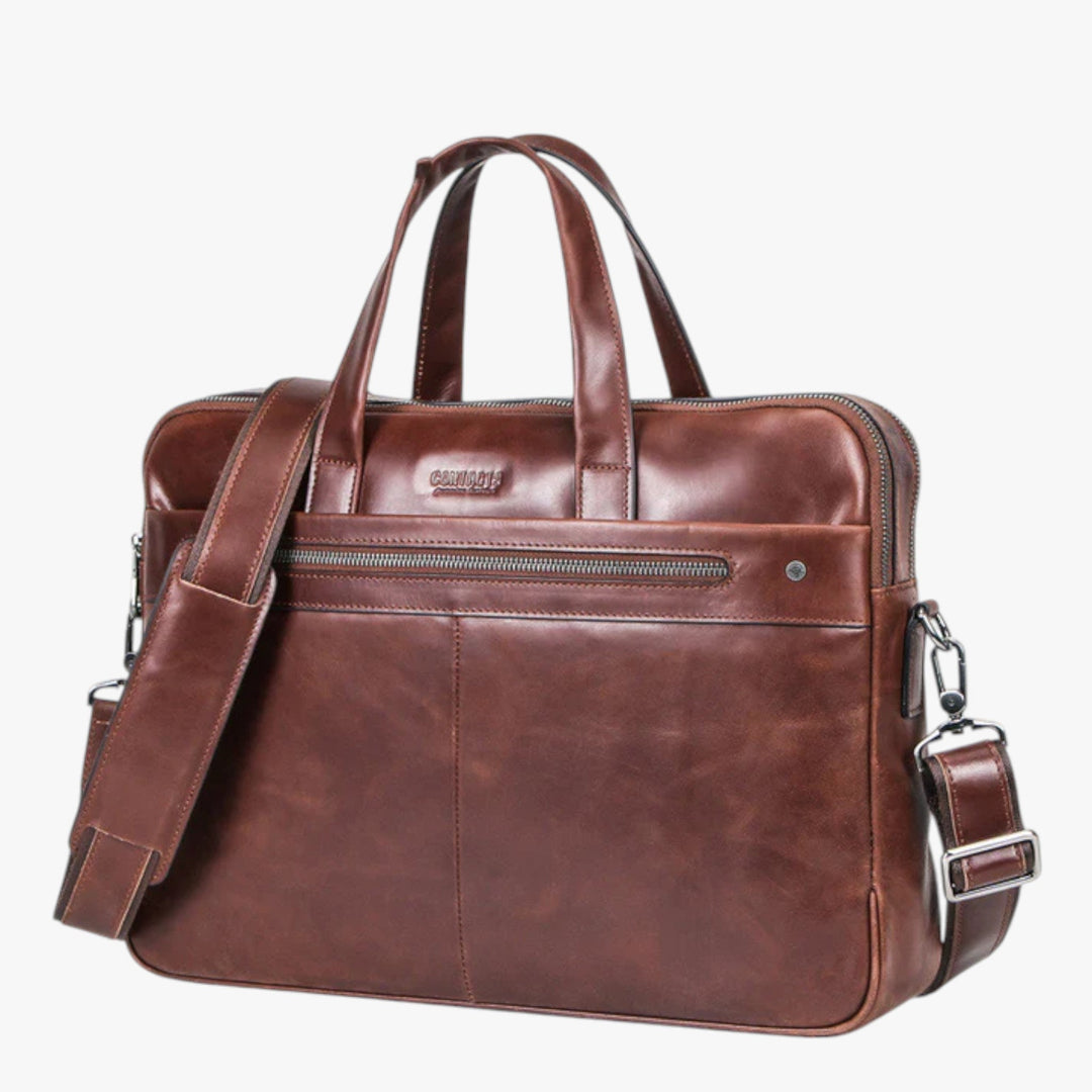 Elegante borsa portadocumenti donna colore caffè, perfetta per laptop e ufficio. Include tracolla, ideale per lavoro e viaggio.