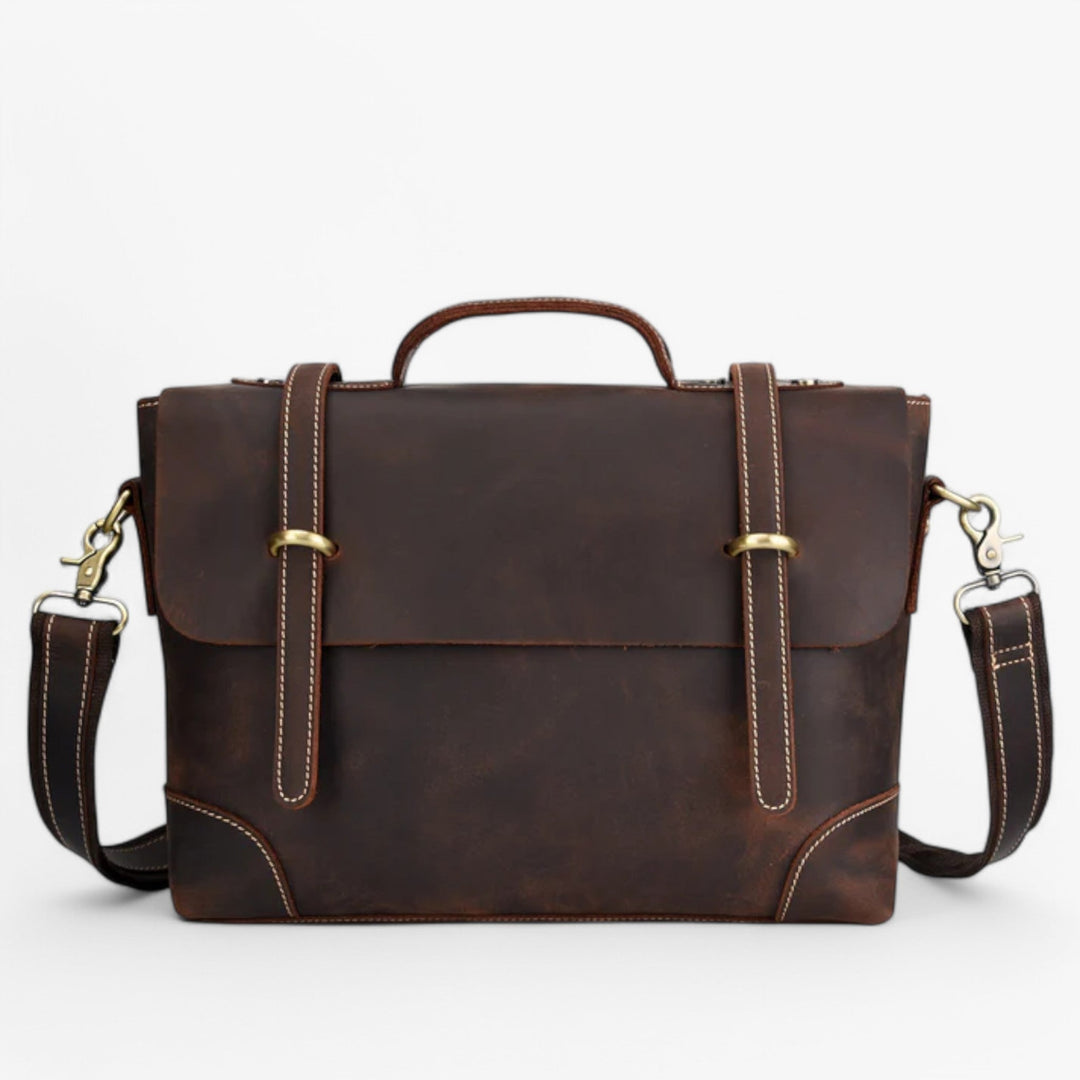 Borsa portadocumenti donna elegante marrone con tracolla, ideale per lavoro e ufficio.