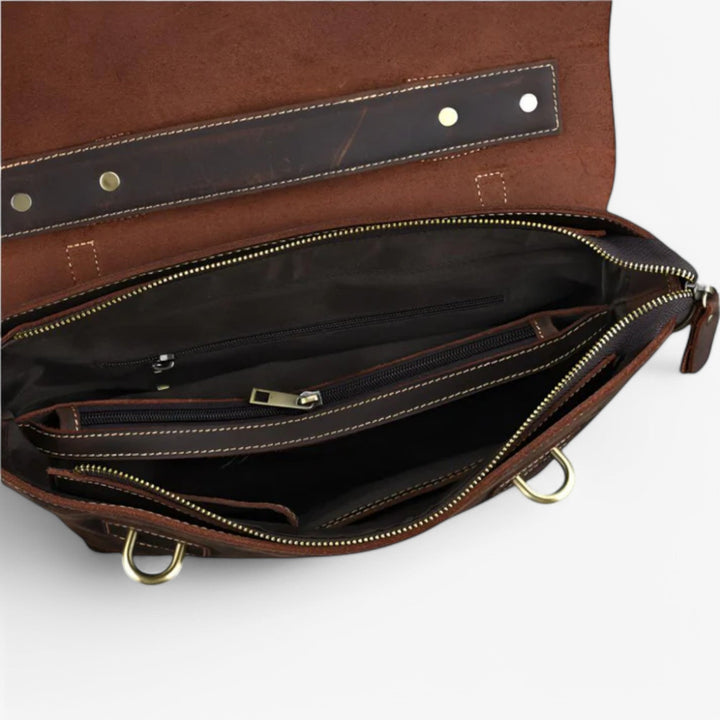 Borsa donna portadocumenti marrone, elegante e pratica con tracolla, per documenti, laptop e accessori.