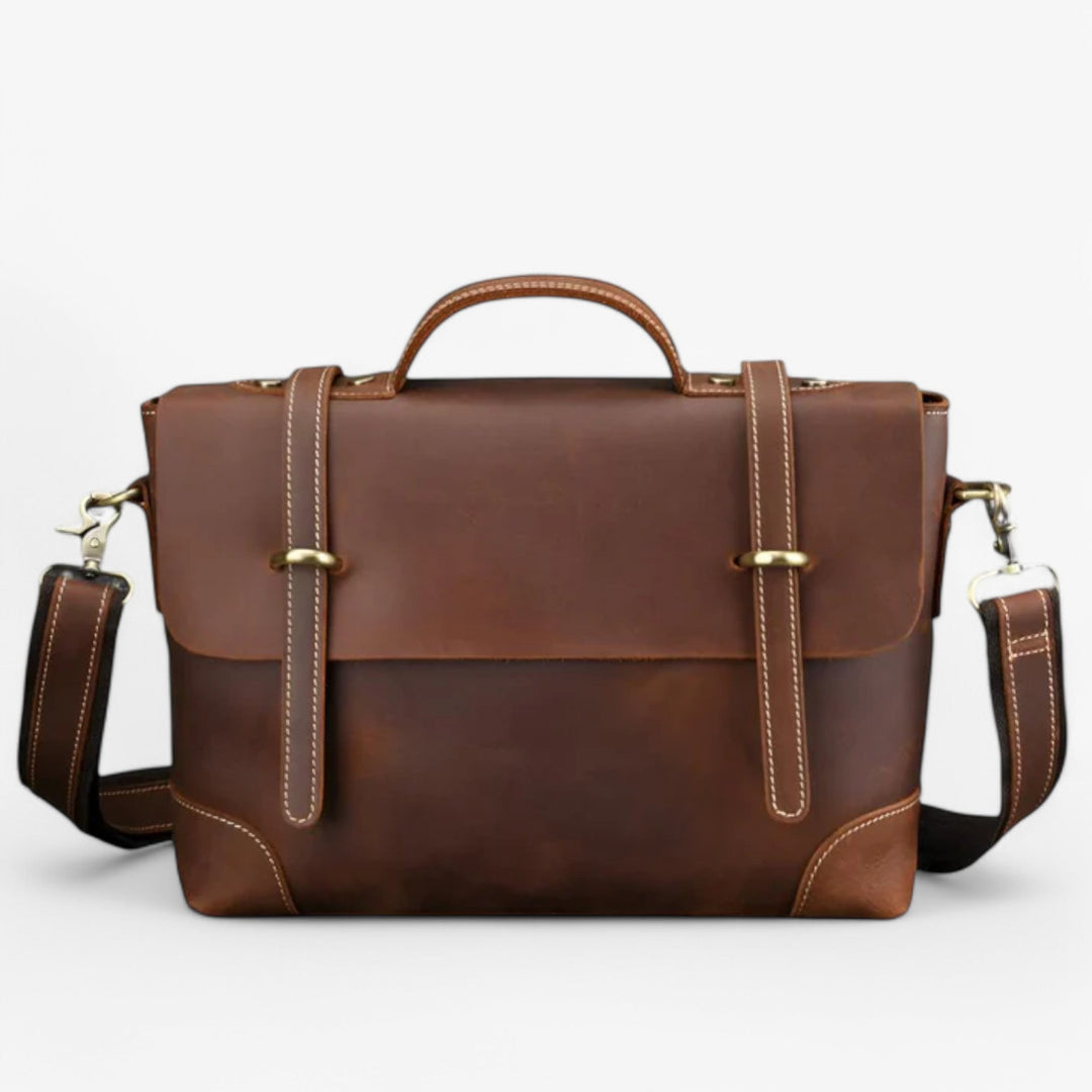 Elegante borsa portadocumenti donna marrone con tracolla e manici, accessorio indispensabile per lavoro.