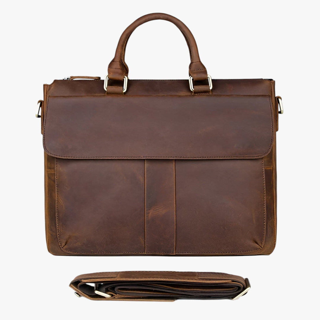 Persona che indossa borsa portadocumenti unisex con tracolla, versatile per lavoro, laptop e viaggi.