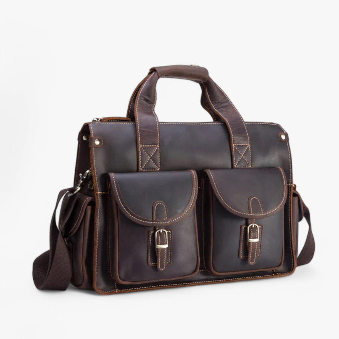 Borsa portadocumenti donna vintage marrone per documenti e laptop. Design classico, adatta per ufficio e viaggi.