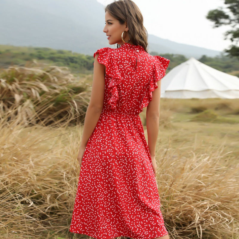 Maxi abito estivo donna a pois, stile casual elegante. Modello fluido con gonna a linea A, un must-have di moda.