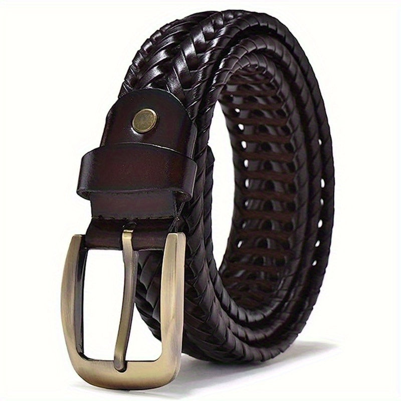 Cintura uomo di lusso in vera pelle intrecciata artigianalmente, elegante, durevole e alla moda.