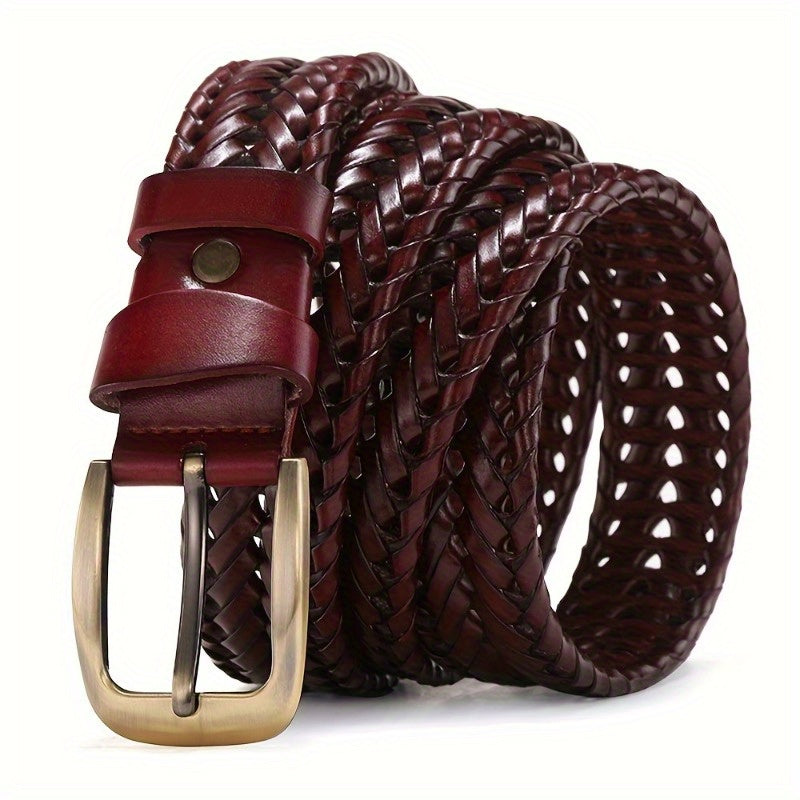 Cintura uomo in pelle intrecciata, design classico e versatile, perfetta per ogni stile e occasione.