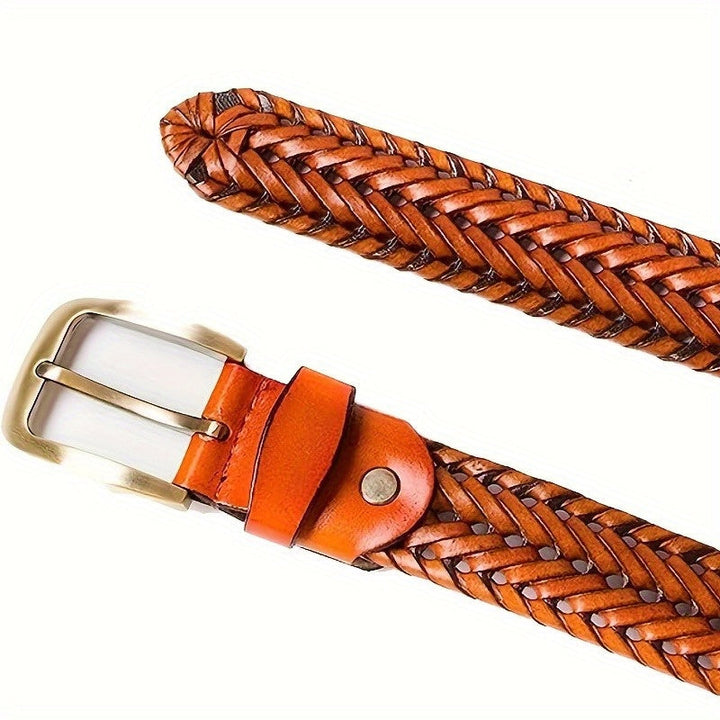 Cintura uomo in pelle intrecciata regolabile, per un comfort e una vestibilità perfetti e sicuri.