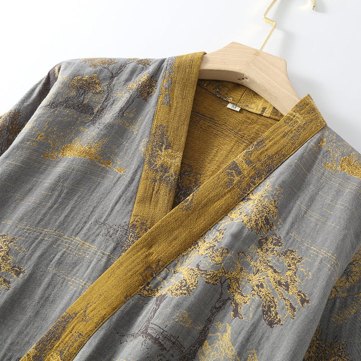 Vestaglia kimono unisex retrò, ideale per lounge, casa e momenti di relax in spa, traspirante.