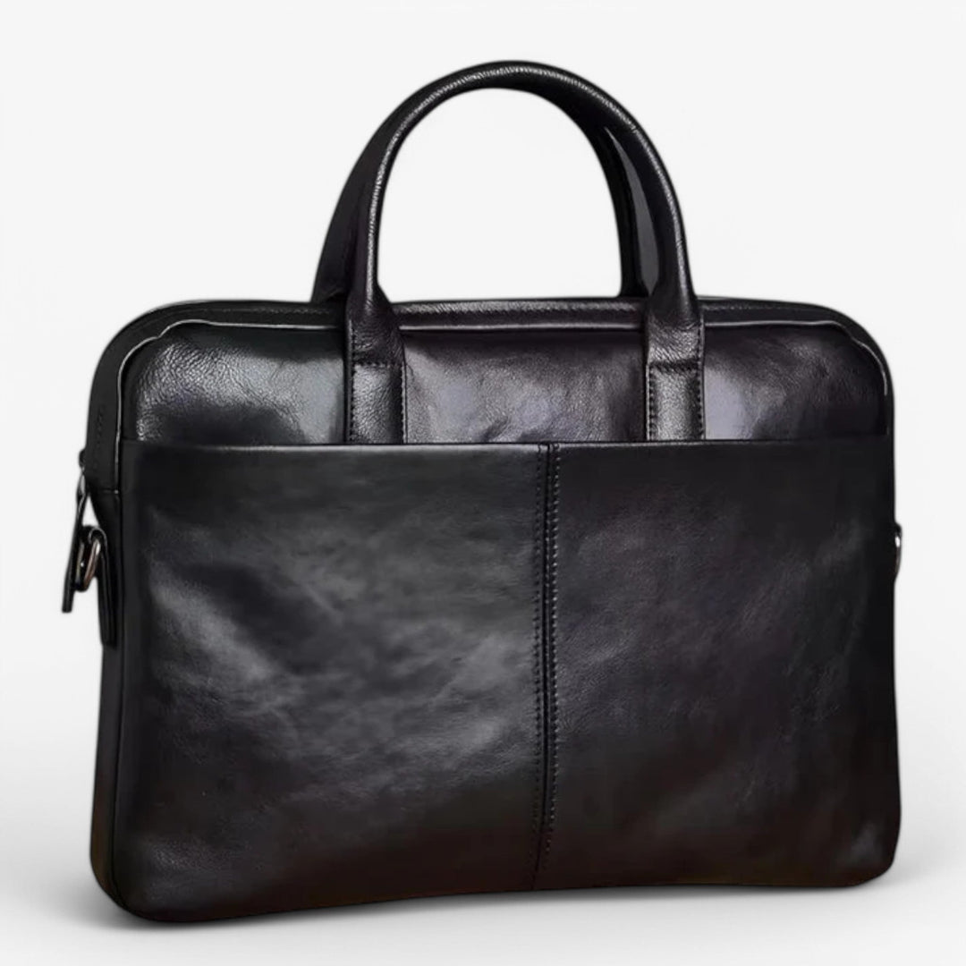 Elegante borsa portadocumenti unisex per ufficio, con pratica tracolla removibile.