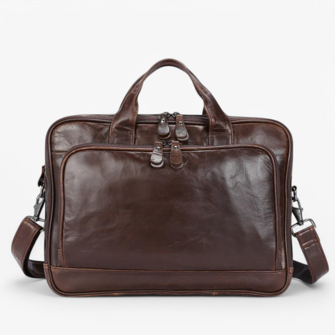 Borsa portadocumenti unisex color caffè per laptop, elegante e funzionale, ideale per ufficio e viaggio.