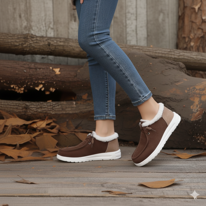 Scarponcini invernali donna slip-on, design moderno e suola antiscivolo, garanzia di comfort e sicurezza.