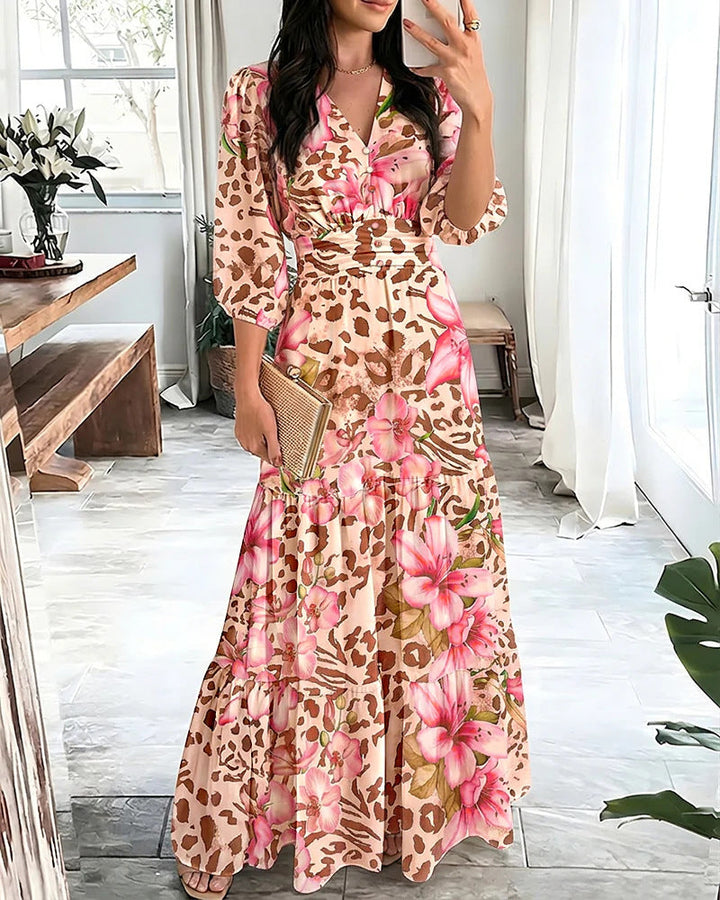 Abito donna primaverile/estivo, con volant e maniche 3/4, un capo versatile ed elegante per ogni donna.