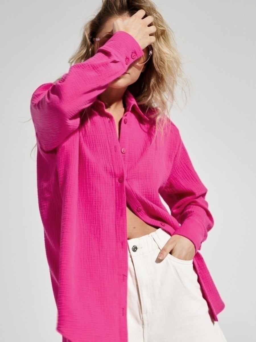 Camicia elegante da donna, maniche lunghe, stile classico per ufficio e tempo libero.