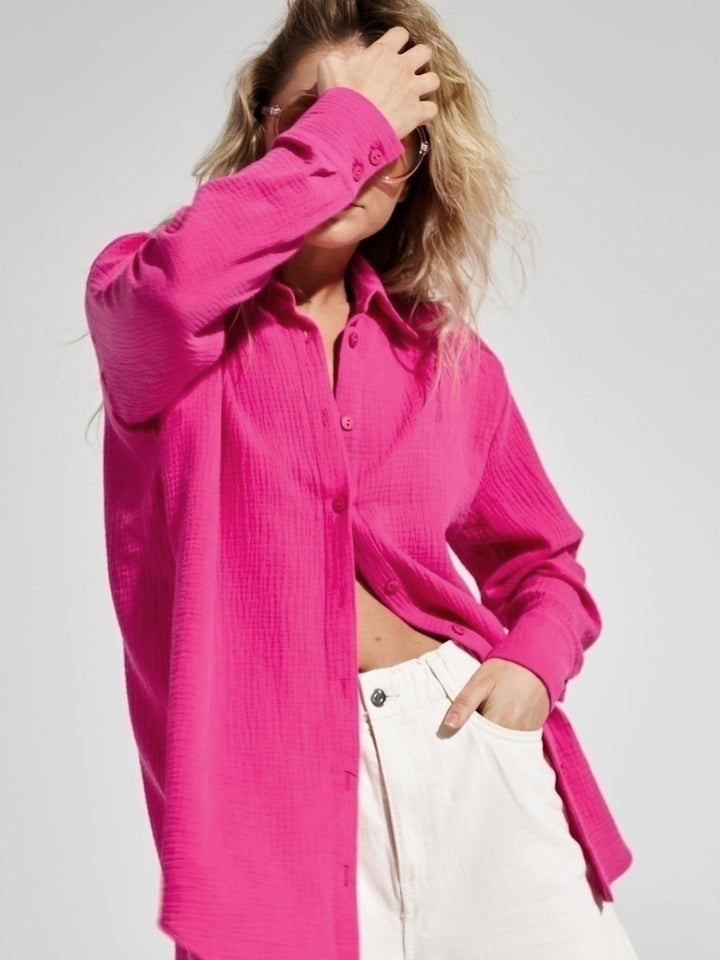 Camicia elegante da donna, maniche lunghe, stile classico per ufficio e tempo libero.