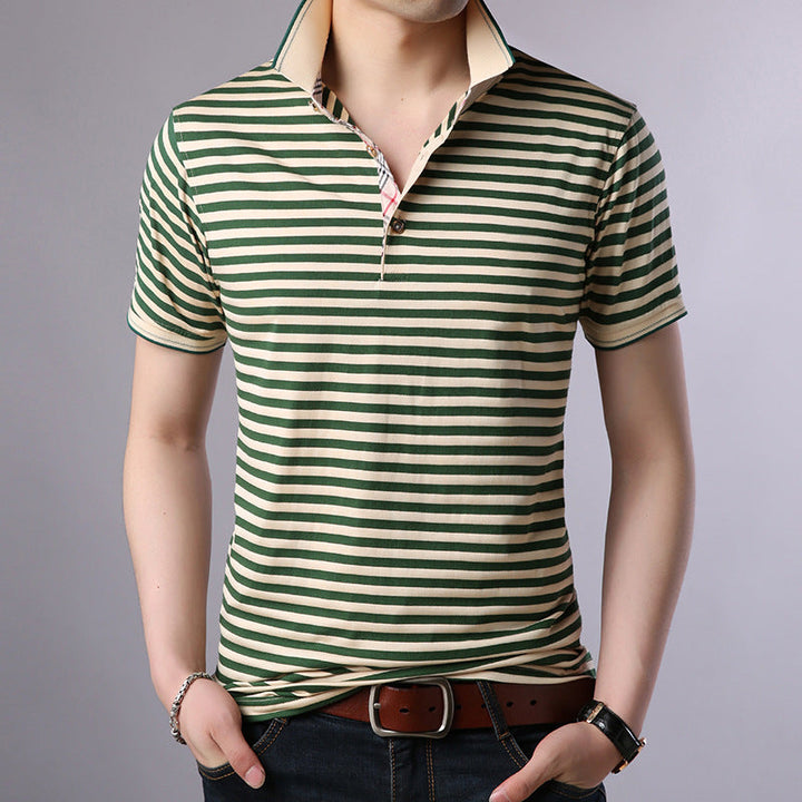 Polo estiva uomo casual/business casual, maniche corte. Stampa geometrica, tessuto no-stiro.