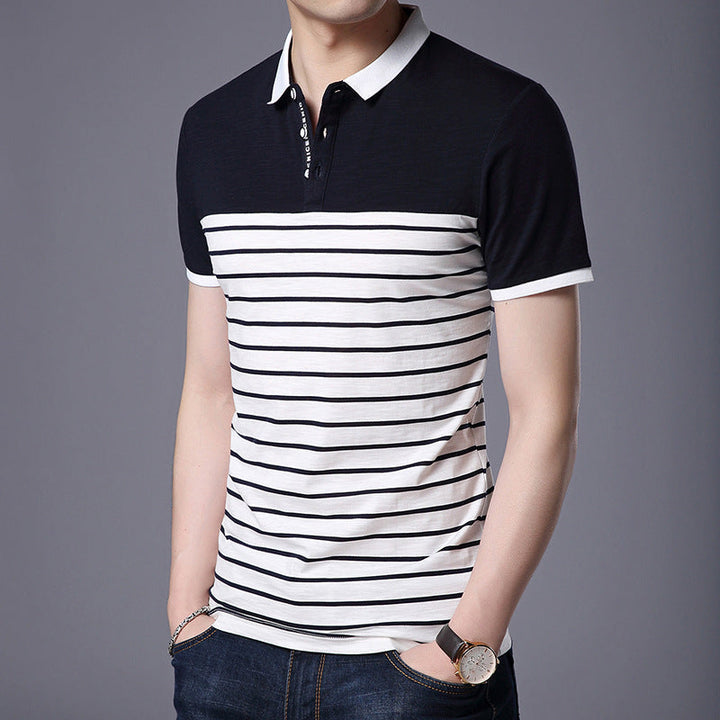 Polo uomo estiva no-stiro, maniche corte. Stampa geometrica, ideale per look casual o business casual.