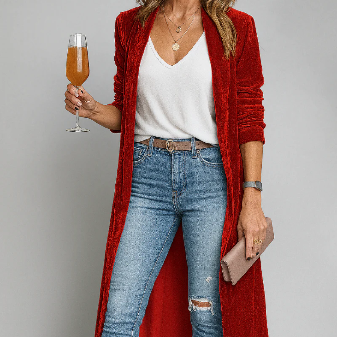 Cardigan donna aperto, maniche lunghe e tasche. Un capo versatile per un look casual chic in autunno/inverno.