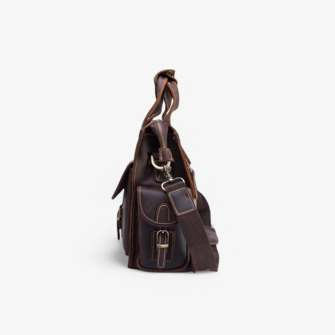 Elegante borsa portadocumenti donna marrone vintage. Perfetta per lavoro, riunioni o viaggio. Design raffinato.