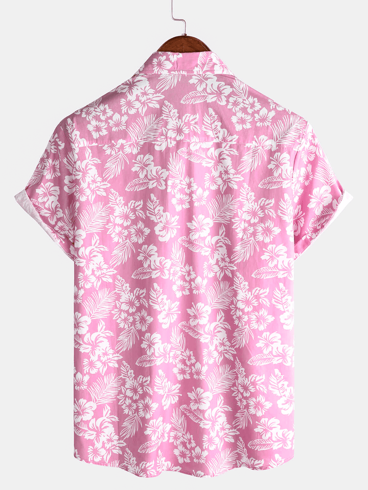 Camicia estiva floreale da uomo, hawaiana, a maniche corte per un look vacanziero.