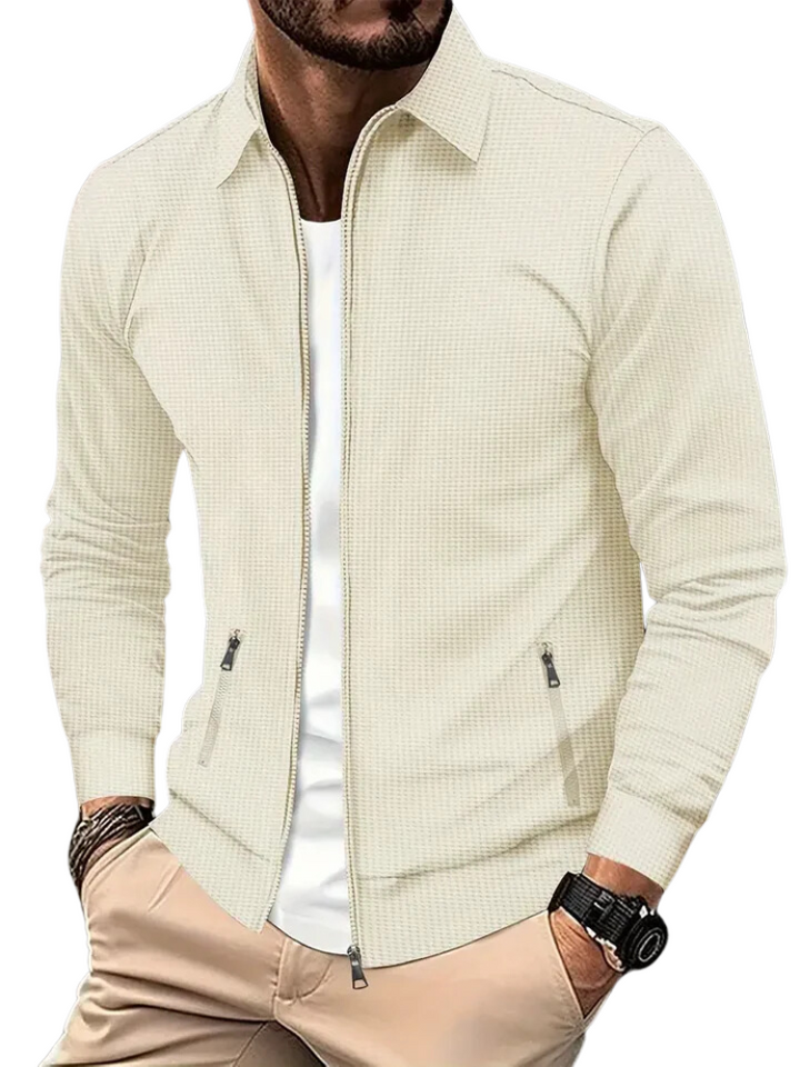 Giacca a coste leggera da uomo con zip, perfetta per primavera e autunno. Stile casual ed elegante.