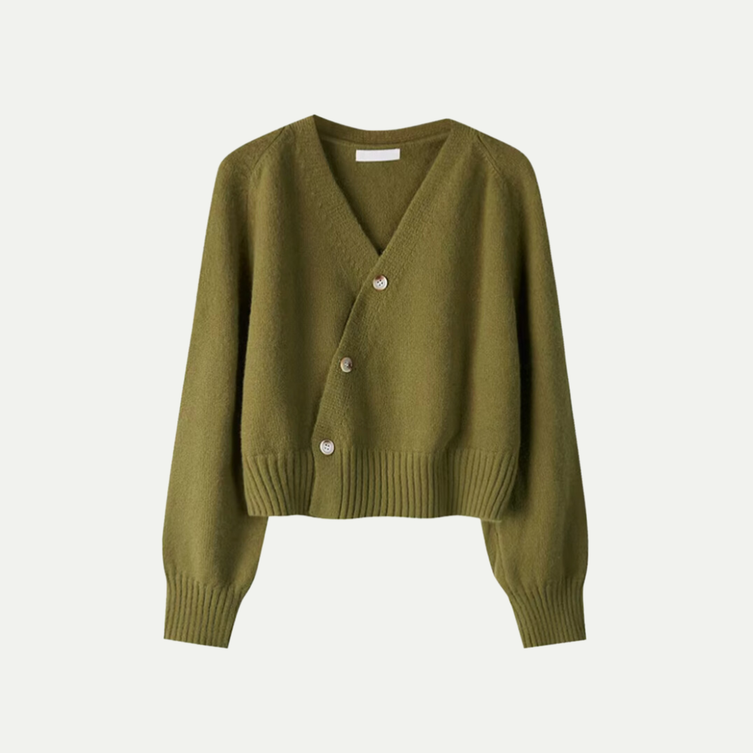 Maglia cardigan donna in maglia, corta e chic, perfetta per un look a strati o casual autunnale.
