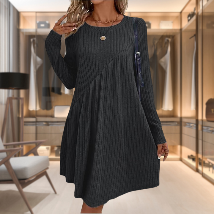 Abito lungo da donna con maniche lunghe, caldo tessuto per inverno, stile elegante ma comodo, perfetto per le tue giornate.