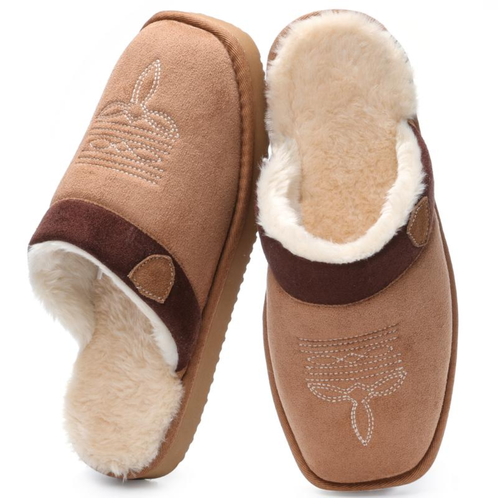 Pantofole foderate unisex stile cowboy Ranch, comfort per casa e relax.