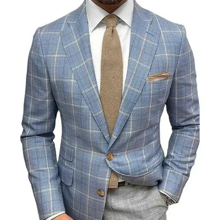 Giacca blazer uomo versatile con revers a righe, ideale per outfit casual chic o business, confortevole e moderno.