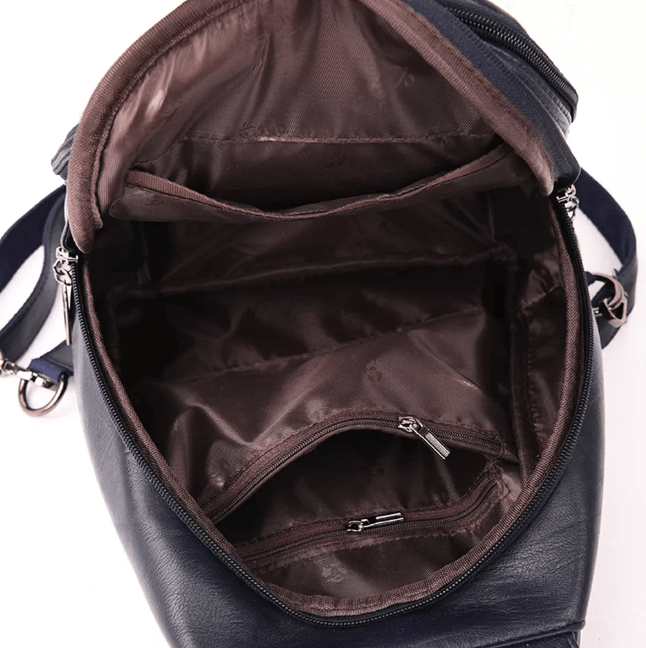 Zainetto elegante donna, similpelle, con scomparti utili, ideale per organizzare.