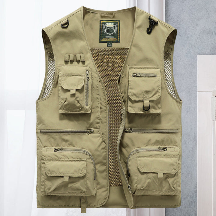 Gilet uomo estivo leggero, traspirante e multitasche, perfetto per escursioni e outdoor.