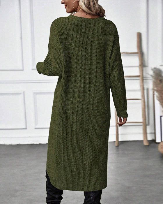 Abito in maglia tinta unita, abbigliamento femminile elegante per la moda invernale.