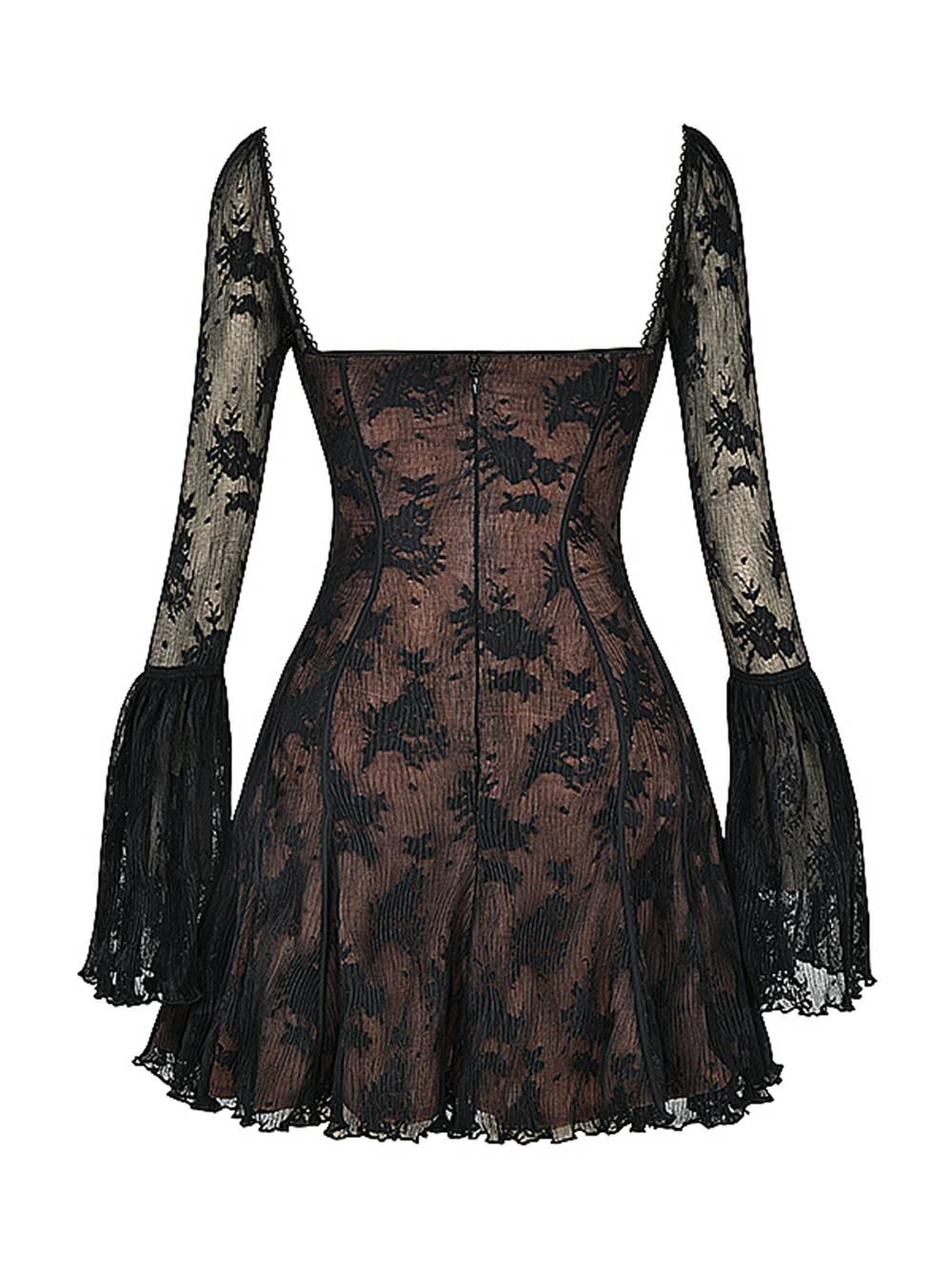 Abito mini autunnale da donna con maniche lunghe, stile vintage elegante per ogni occasione.