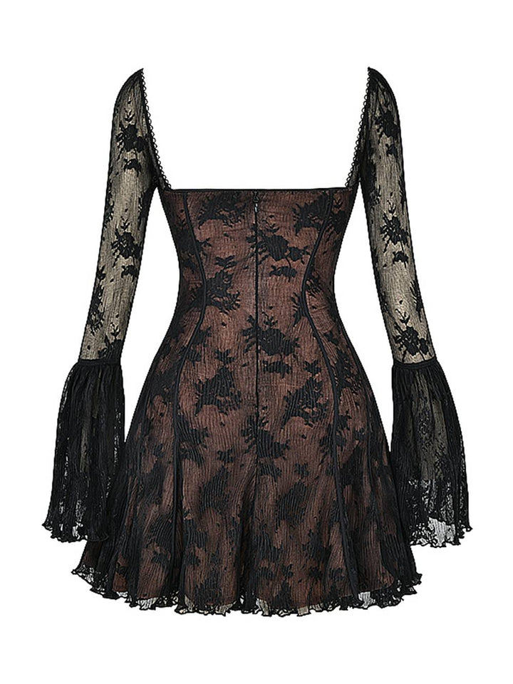 Abito mini autunnale da donna con maniche lunghe, stile vintage elegante per ogni occasione.