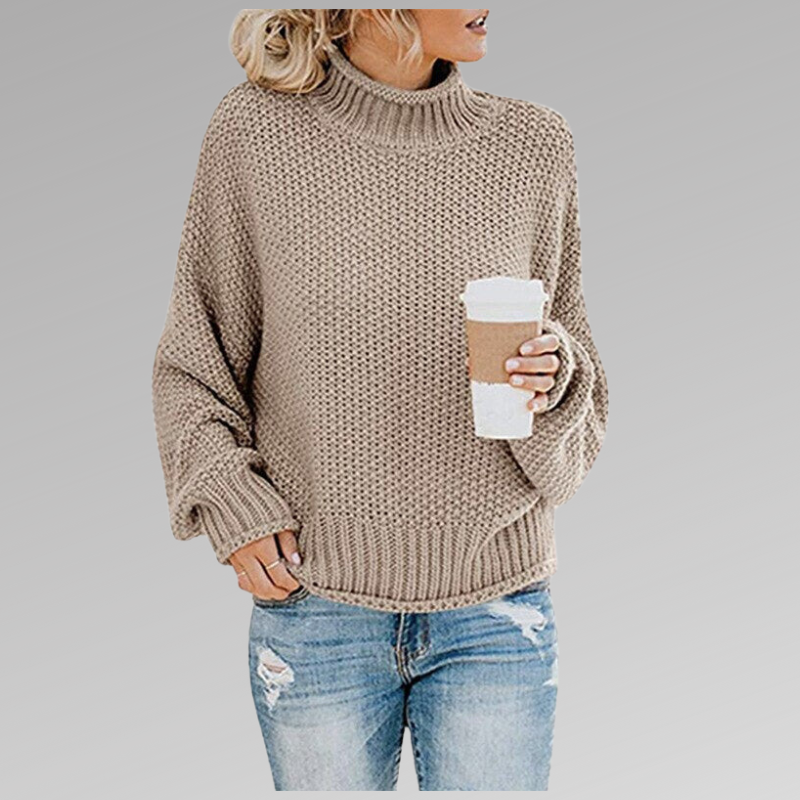 Maglione dolcevita oversize donna, caldo e comodo. Pullover invernale rilassato, perfetto per comfort e stile.