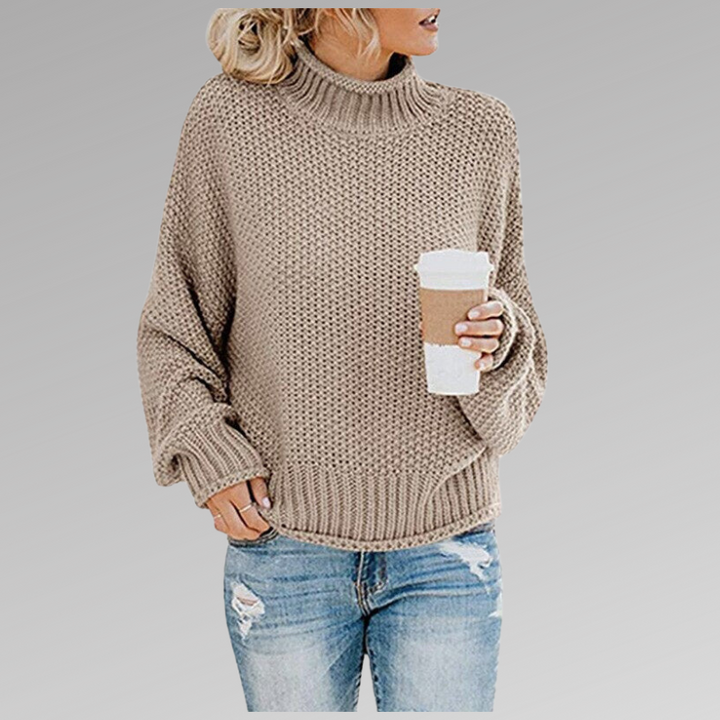 Maglione dolcevita oversize donna, caldo e comodo. Pullover invernale rilassato, perfetto per comfort e stile.
