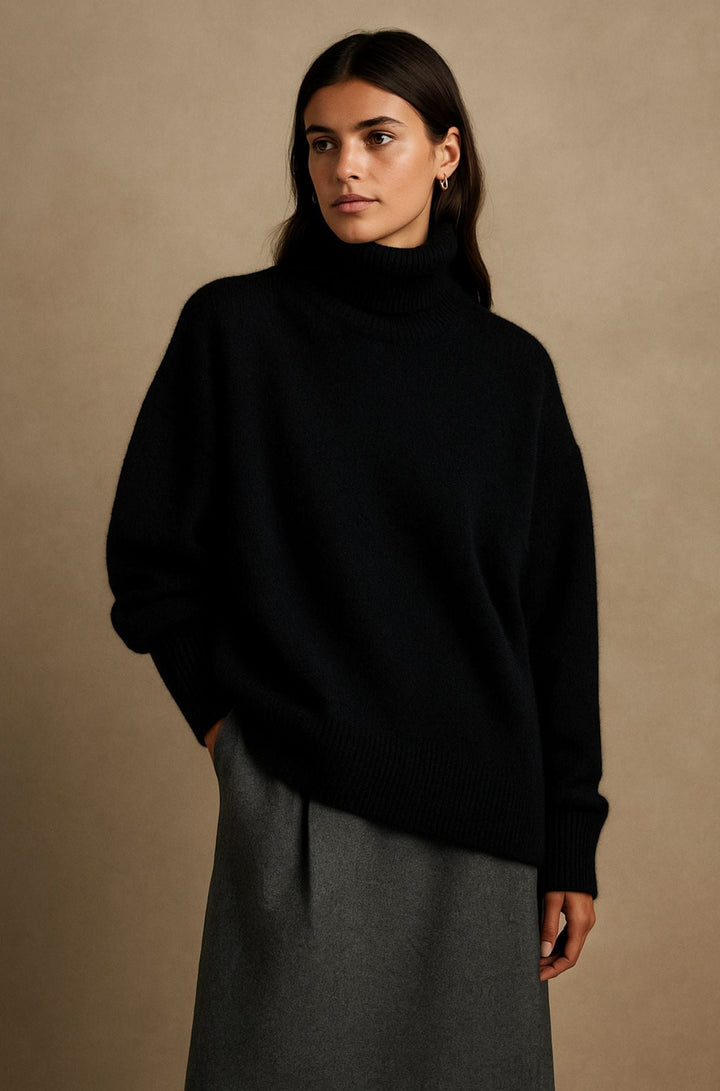 Maglione donna slim a collo alto, elegante e leggero, perfetto per look autunnali e invernali.