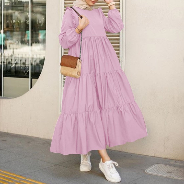 Abito midi da donna a maniche lunghe, versatile e comodo. Ideale per un look sofisticato in primavera e autunno.
