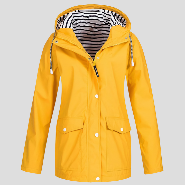 Giacca impermeabile antivento da donna con cappuccio, perfetta per outdoor e protezione pioggia in primavera/autunno.