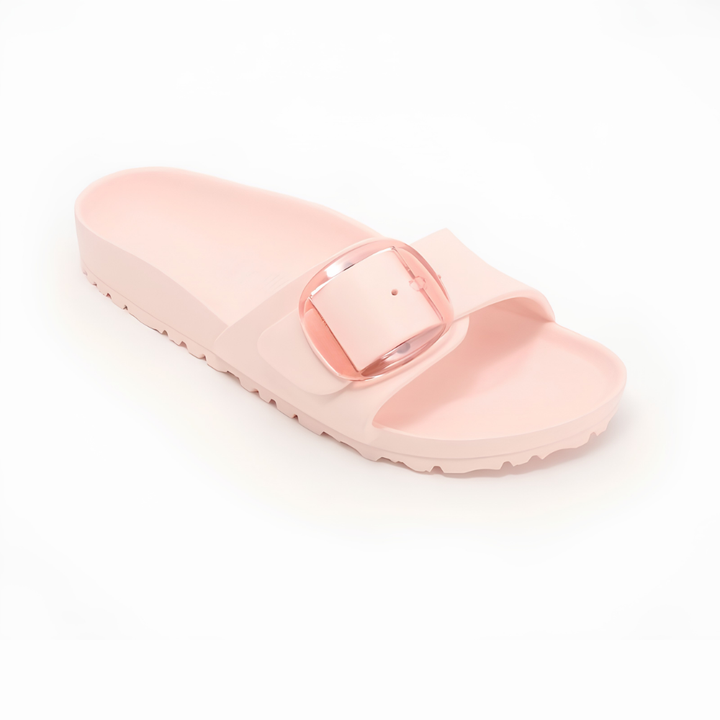 Sandali donna Madrid neri con fibbia regolabile, comfort estivo. Calzature casual e versatili per ogni giorno.