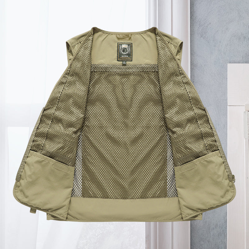Gilet estivo traspirante uomo, perfetto per campeggio e viaggio, massimo comfort leggero.