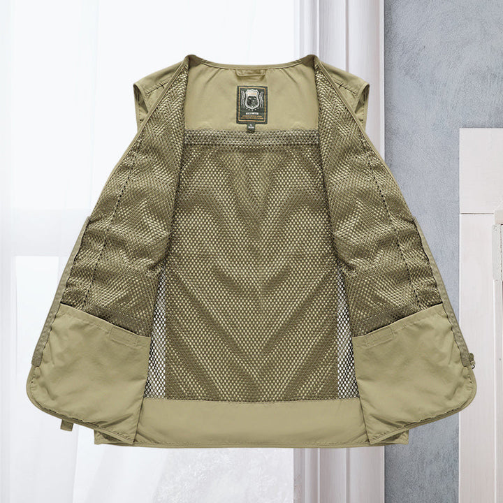 Gilet estivo traspirante uomo, perfetto per campeggio e viaggio, massimo comfort leggero.
