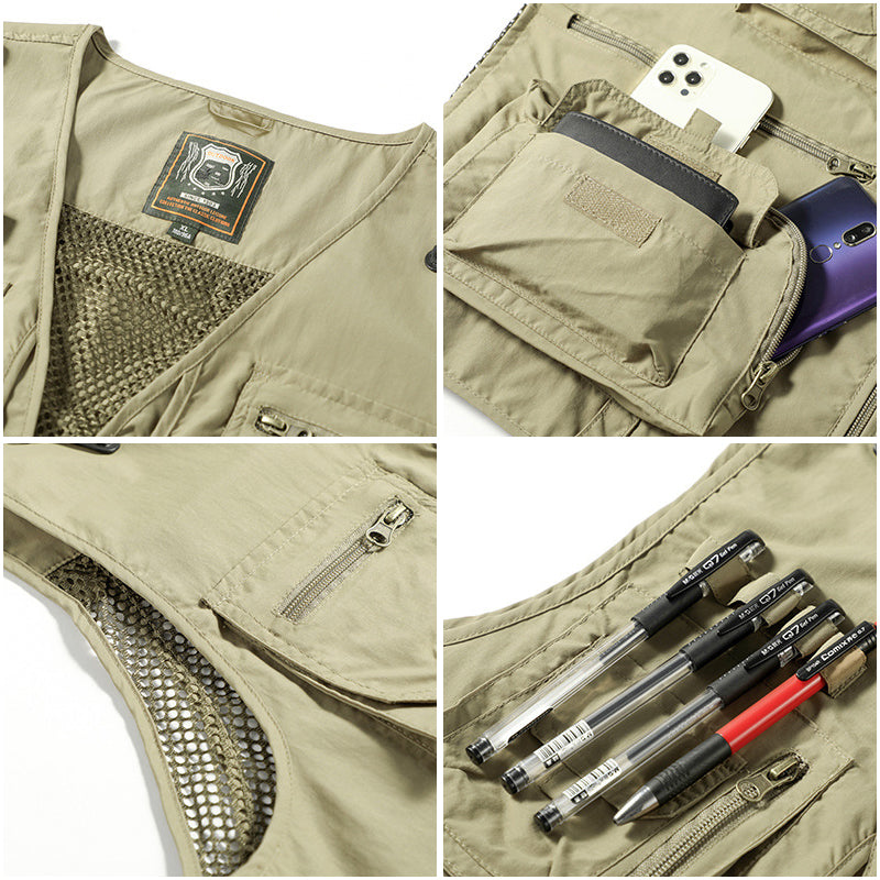 Gilet uomo leggero, traspirante, ideale per escursioni estive e tempo libero, con pratiche tasche.