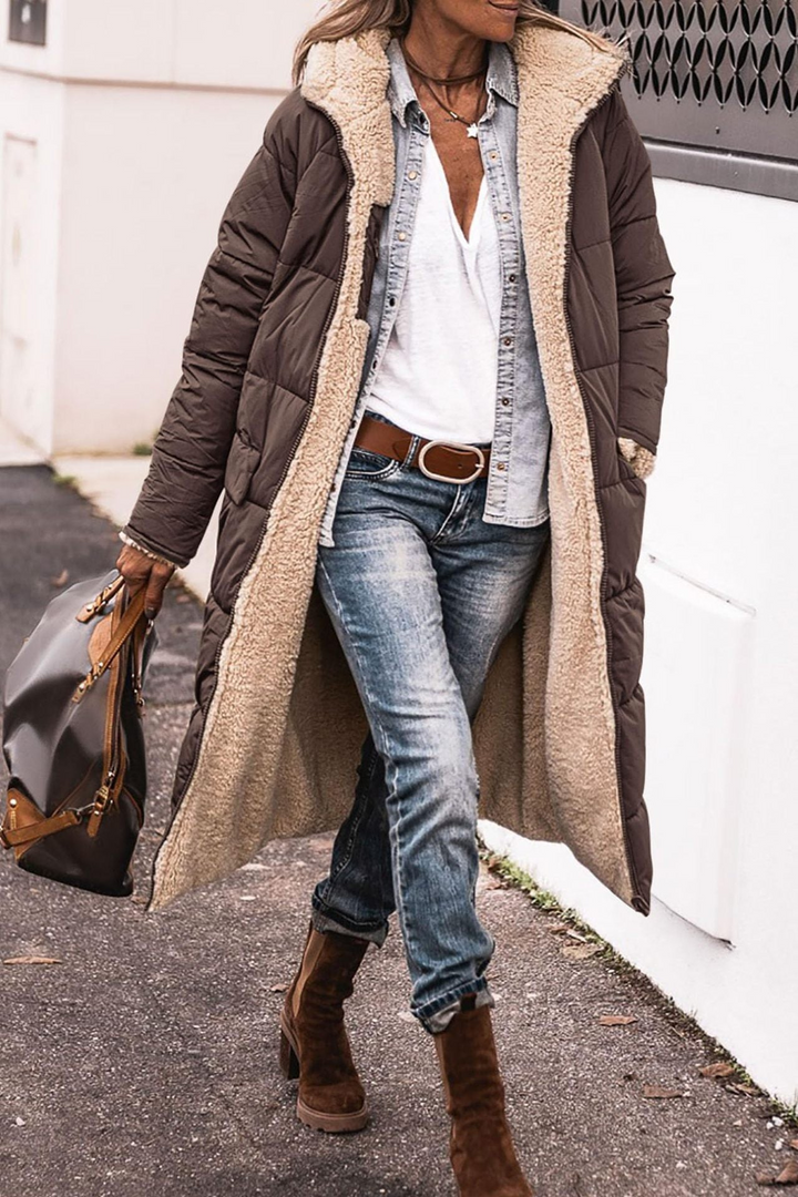 Cappotto donna reversibile invernale elegante e lungo. Perfetto per la moda autunno/inverno.