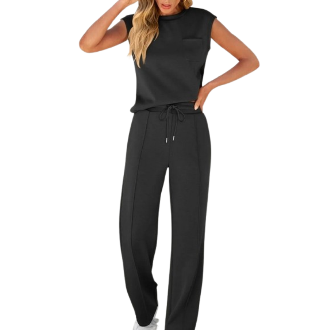 Completo donna Relax Chic: Comodo set loungewear elegante, perfetto per outfit casual o relax.