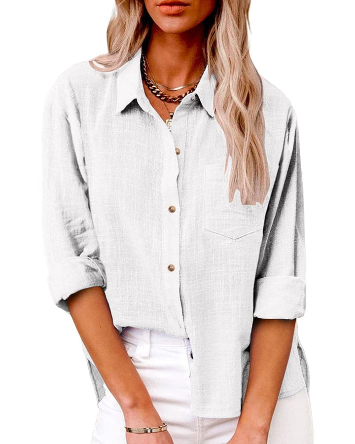 Abbigliamento femminile: blusa maniche lunghe da donna. Stile versatile e comfort per outfit ufficio e casual.