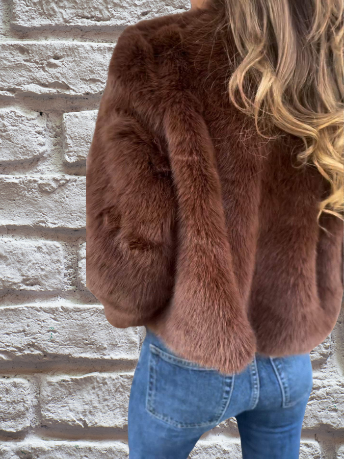 Giacca corta da donna autunnale/invernale, maniche lunghe, zip, un capo chic e confortevole.