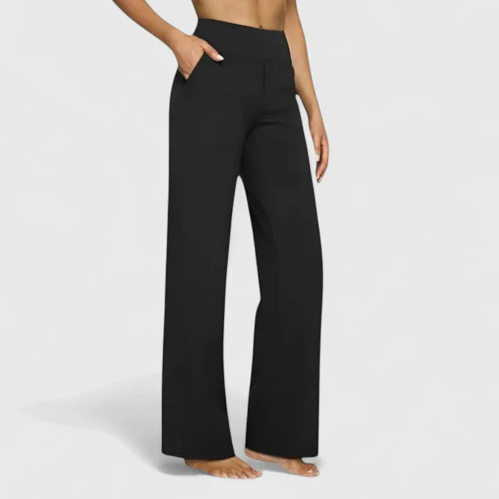 Pantaloni donna con vestibilità rilassata, gamba dritta e vita alta, ideali per il massimo comfort e stile.