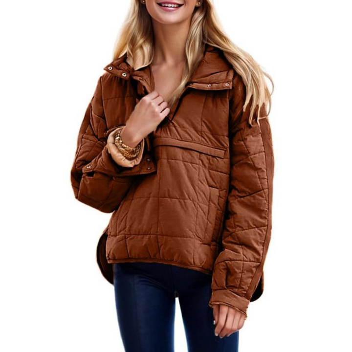 Giacca piumino trapuntata da donna, moderna e calda per inverno. Stile casual ed elegante.