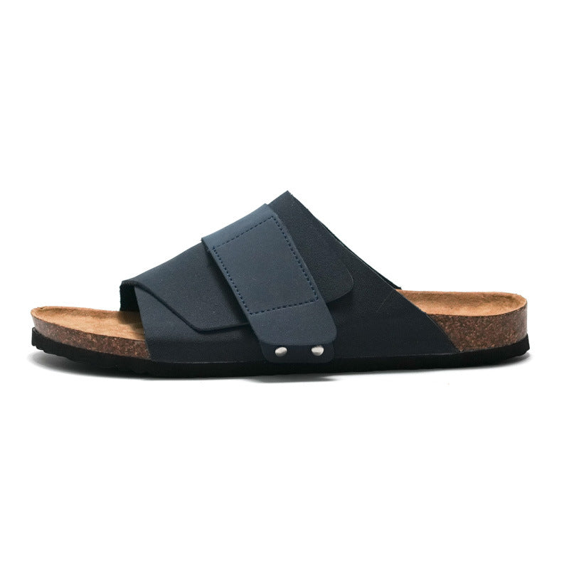 Sandali unisex casual con doppio cinturino regolabile e plantare in sughero per comfort estivo.