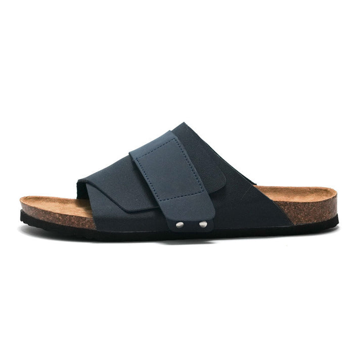 Sandali unisex casual con doppio cinturino regolabile e plantare in sughero per comfort estivo.